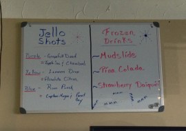 Yes, that IS a menu of Jello Shots you see!